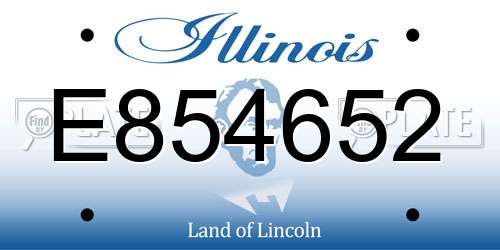 E854652 Illinois License Plate