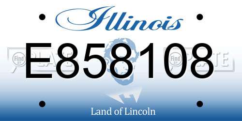E858108 Illinois License Plate