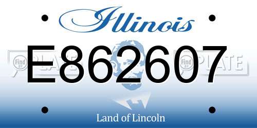 E862607 Illinois License Plate