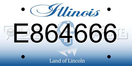 E864666 Illinois License Plate