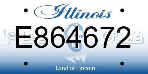 E864672 Illinois License Plate
