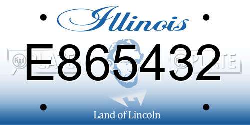 E865432 Illinois License Plate