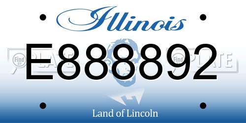 E888892 Illinois License Plate