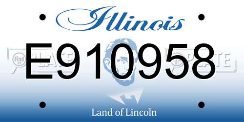 E910958 Illinois License Plate