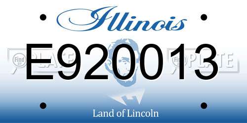 E920013 Illinois License Plate