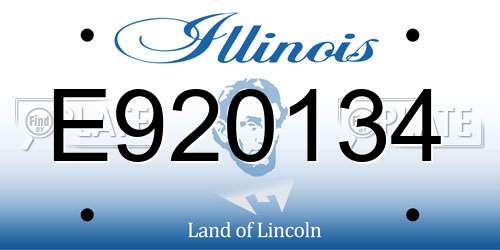 E920134 Illinois License Plate