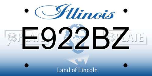 E922BZ Illinois License Plate
