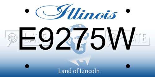 E9275W Illinois License Plate