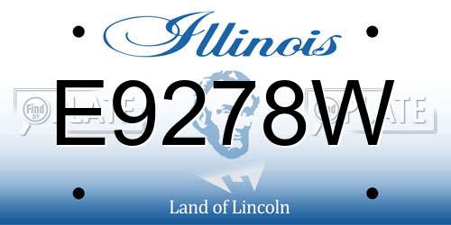 E9278W Illinois License Plate