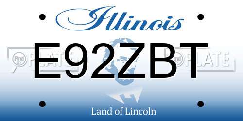 E92ZBT Illinois License Plate