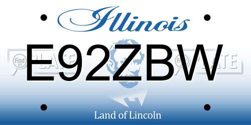 E92ZBW Illinois License Plate