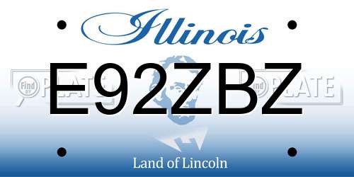 E92ZBZ Illinois License Plate