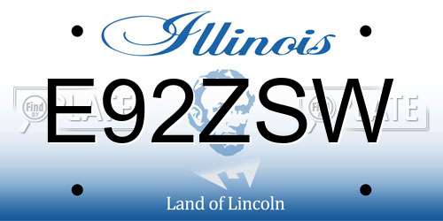 E92ZSW Illinois License Plate