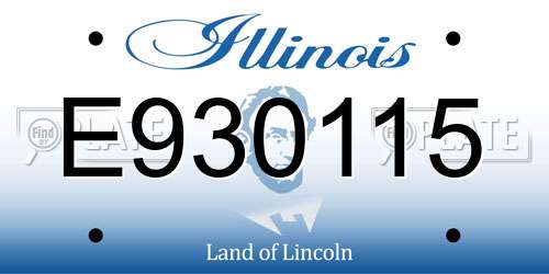 E930115 Illinois License Plate