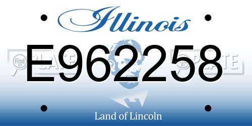 E962258 Illinois License Plate