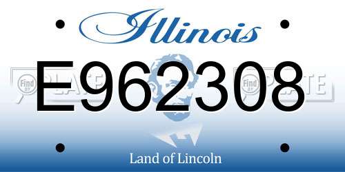 E962308 Illinois License Plate