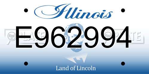 E962994 Illinois License Plate