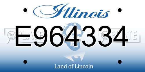 E964334 Illinois License Plate
