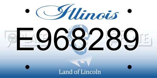 E968289 Illinois License Plate