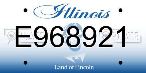 E968921 Illinois License Plate