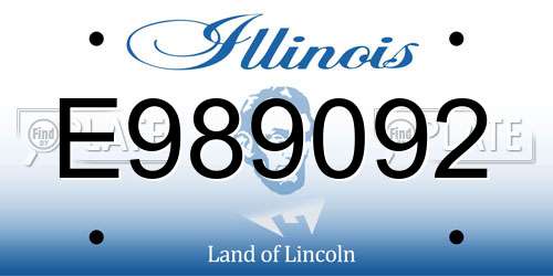 E989092 Illinois License Plate