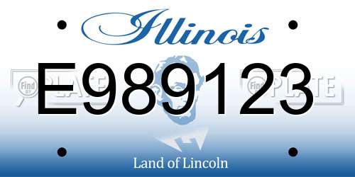 E989123 Illinois License Plate