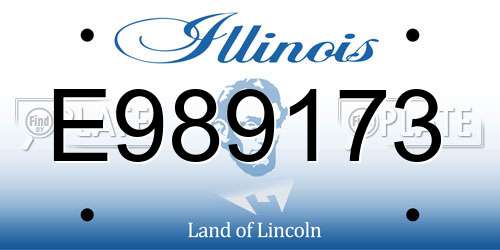 E989173 Illinois License Plate