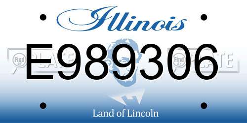 E989306 Illinois License Plate