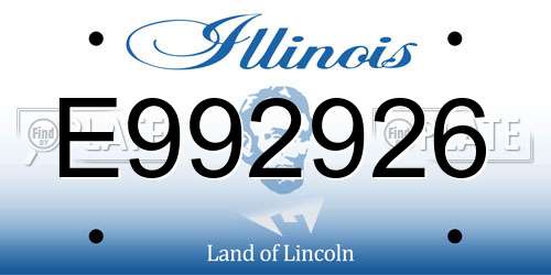 E992926 Illinois License Plate