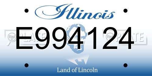 E994124 Illinois License Plate
