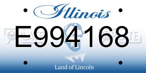E994168 Illinois License Plate