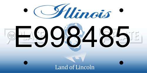 E998485 Illinois License Plate