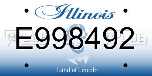 E998492 Illinois License Plate