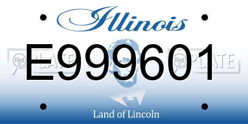 E999601 Illinois License Plate