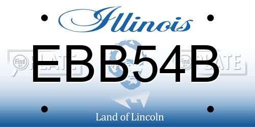 EBB54B Illinois License Plate