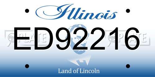 ED92216 Illinois License Plate