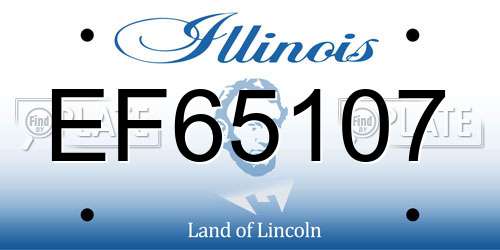 EF65107 Illinois License Plate