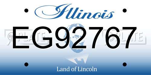 EG92767 Illinois License Plate