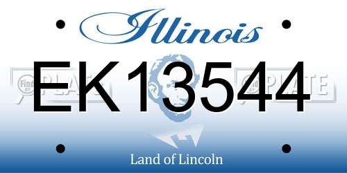 EK13544 Illinois License Plate