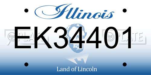EK34401 Illinois License Plate