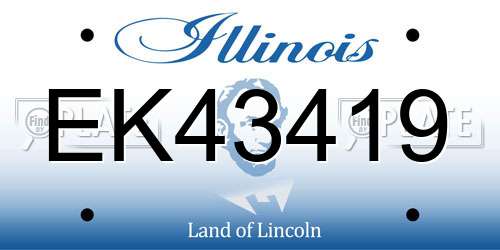 EK43419 Illinois License Plate
