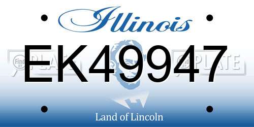 EK49947 Illinois License Plate