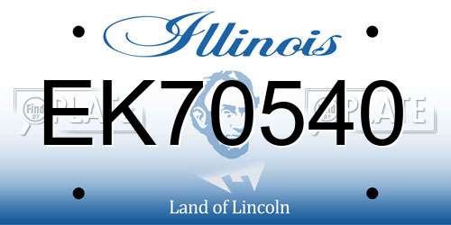 EK70540 Illinois License Plate