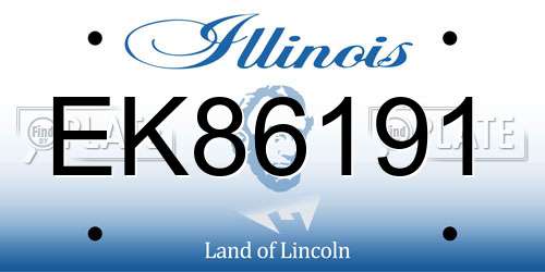 EK86191 Illinois License Plate