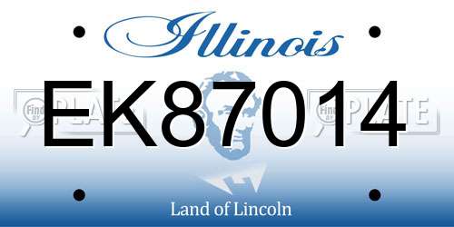 EK87014 Illinois License Plate