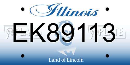 EK89113 Illinois License Plate