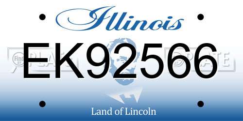 EK92566 Illinois License Plate