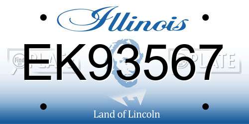 EK93567 Illinois License Plate