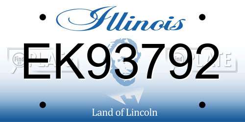 EK93792 Illinois License Plate