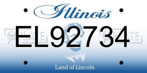 EL92734 Illinois License Plate